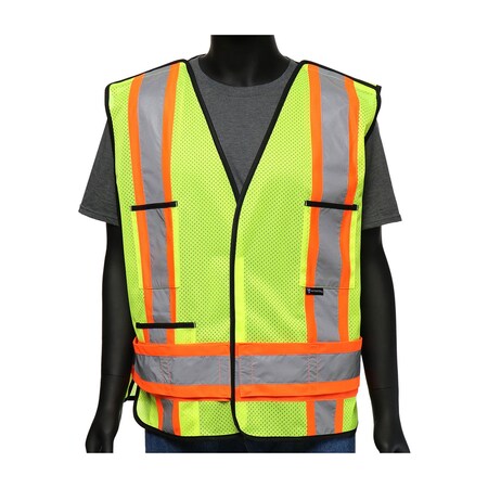 Pip ANSI Type R Class 2 Two-Tone X-Back Breakaway Mesh Vest, 2XL, Hi-Vis Yellow 47213/2XL